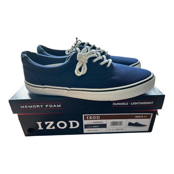 Izod Rangley Men's Lace Up Casual Canvas shoe Memory Foam Navy size 11 - Picture 5 of 10